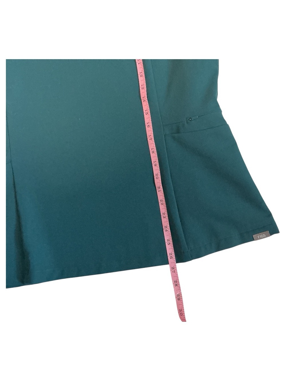 Figs Teal Scrub Top Short-Sleeve Notched Collar - Picture 5 of 7